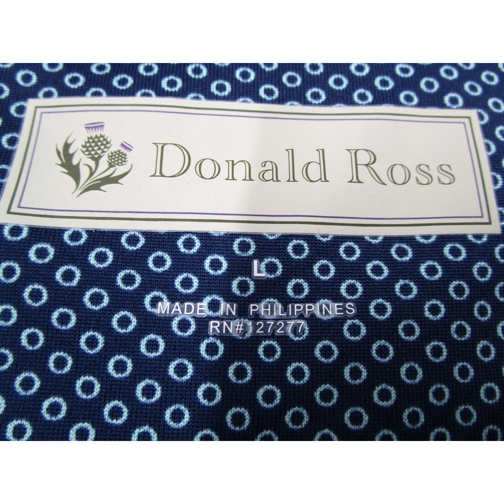 Donald Ross Mens Large Blue Geometric Print Performance Golf Polo Shirt L - Picture 3 of 9
